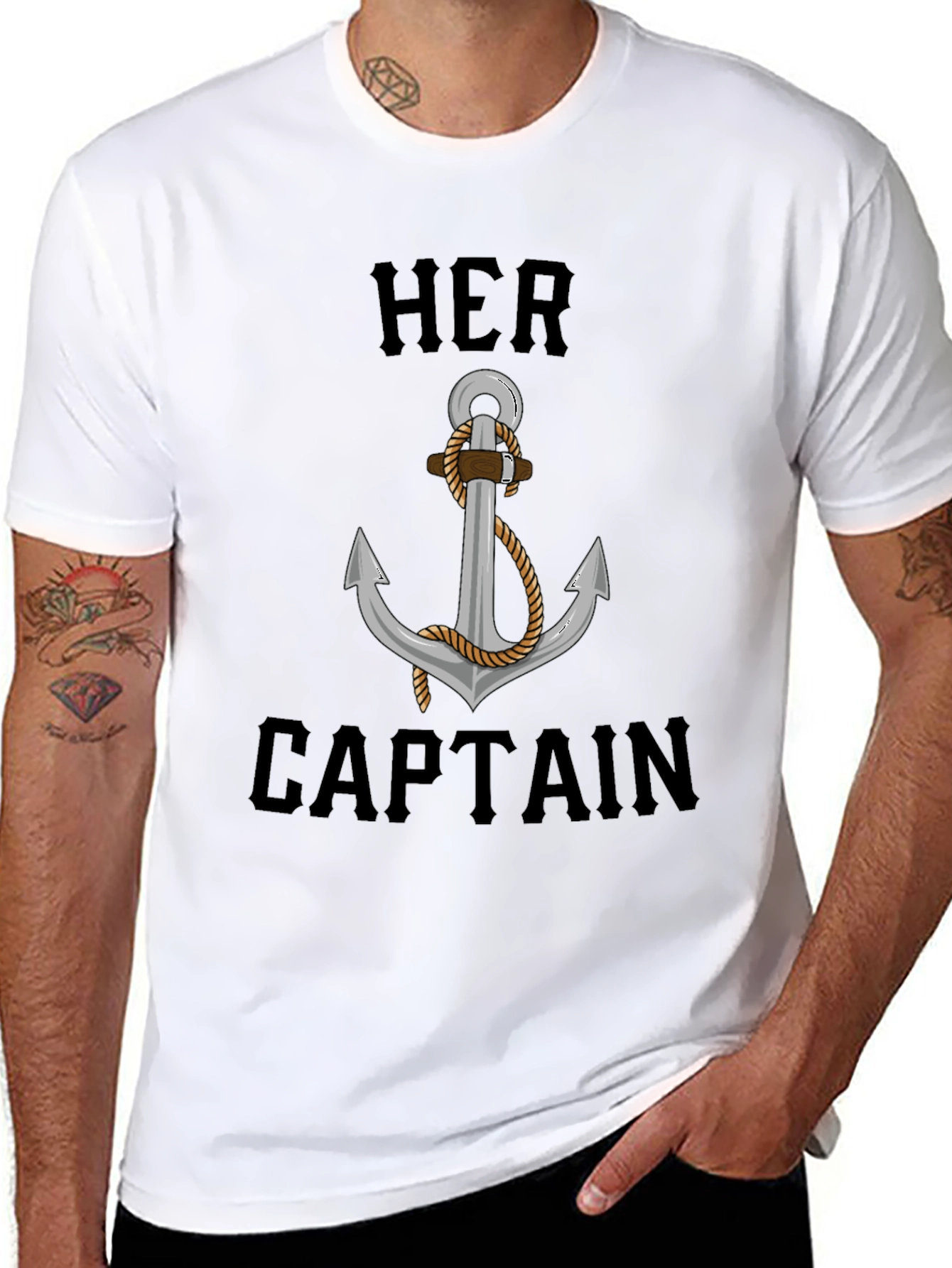Her Captain T-Shirt - Nautical Anchor Design