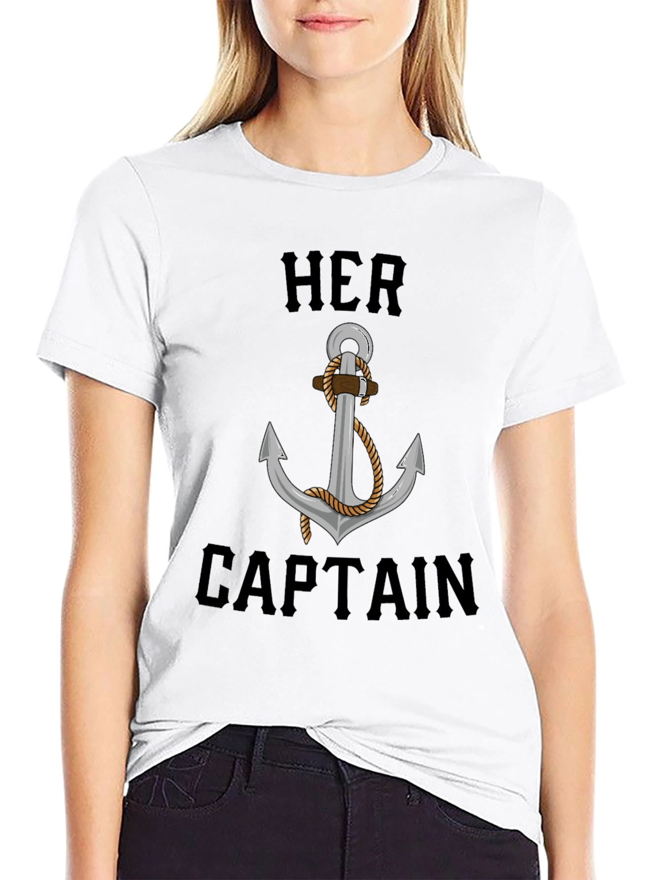Her Captain T-Shirt - Nautical Anchor Design