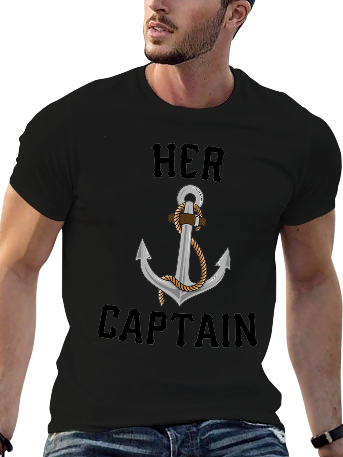 Her Captain T-Shirt - Nautical Anchor Design