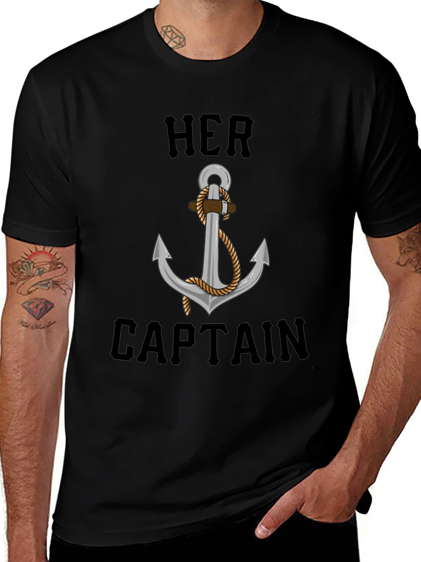 Her Captain T-Shirt - Nautical Anchor Design