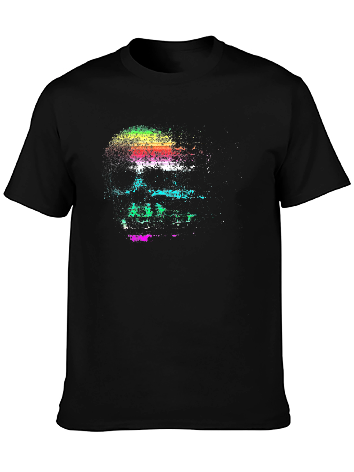 Pixelated Skull Graphic Tee - Black T-Shirt