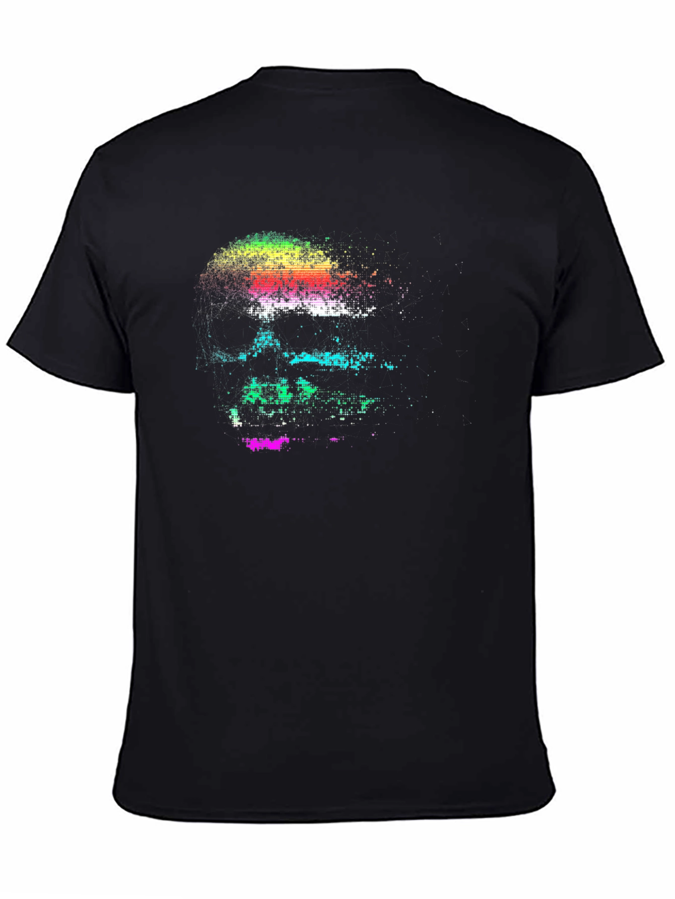 Pixelated Skull Graphic Tee - Black T-Shirt