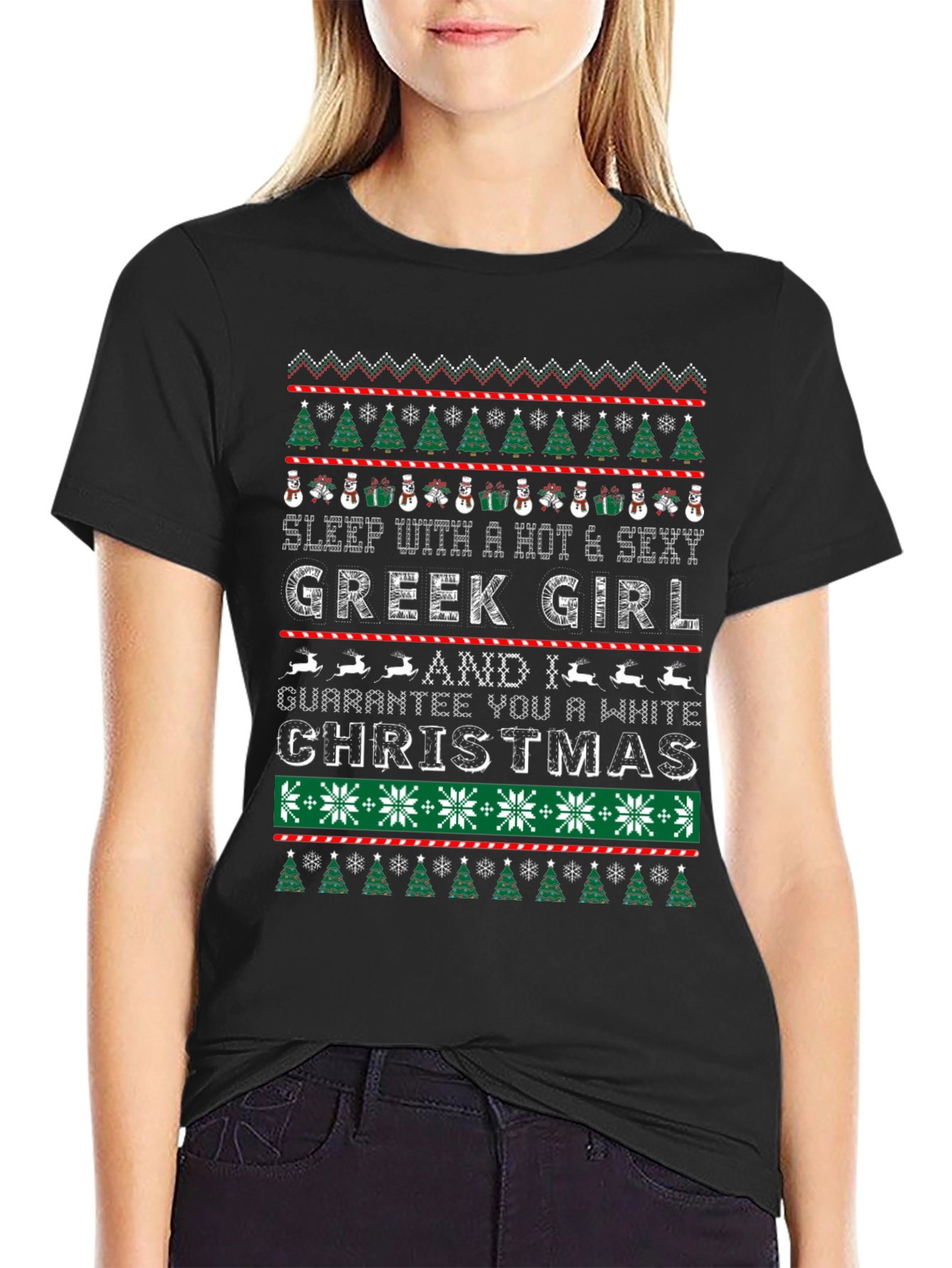 Funny Greek Girl Christmas Graphic Tee