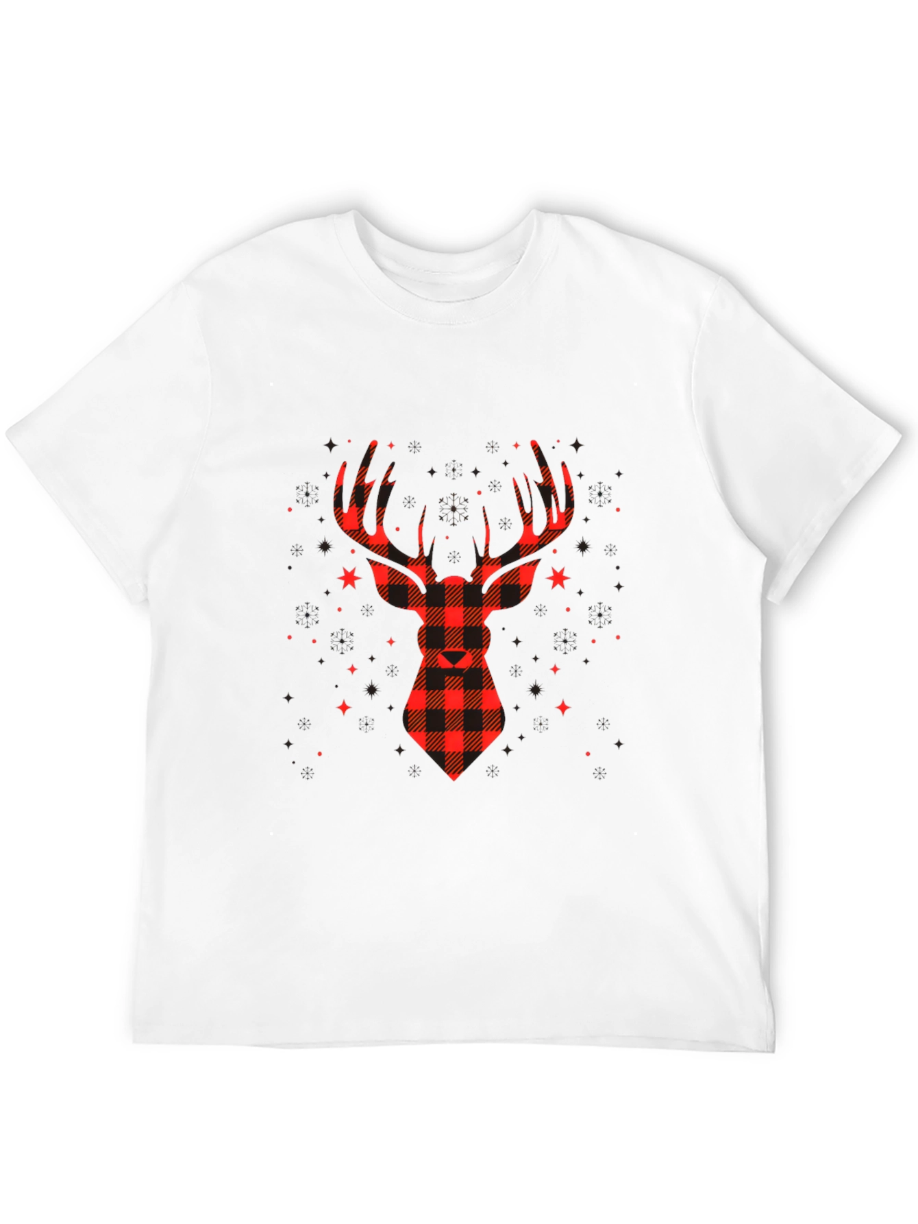 Plaid Reindeer Graphic Tee - Classic Holiday Style
