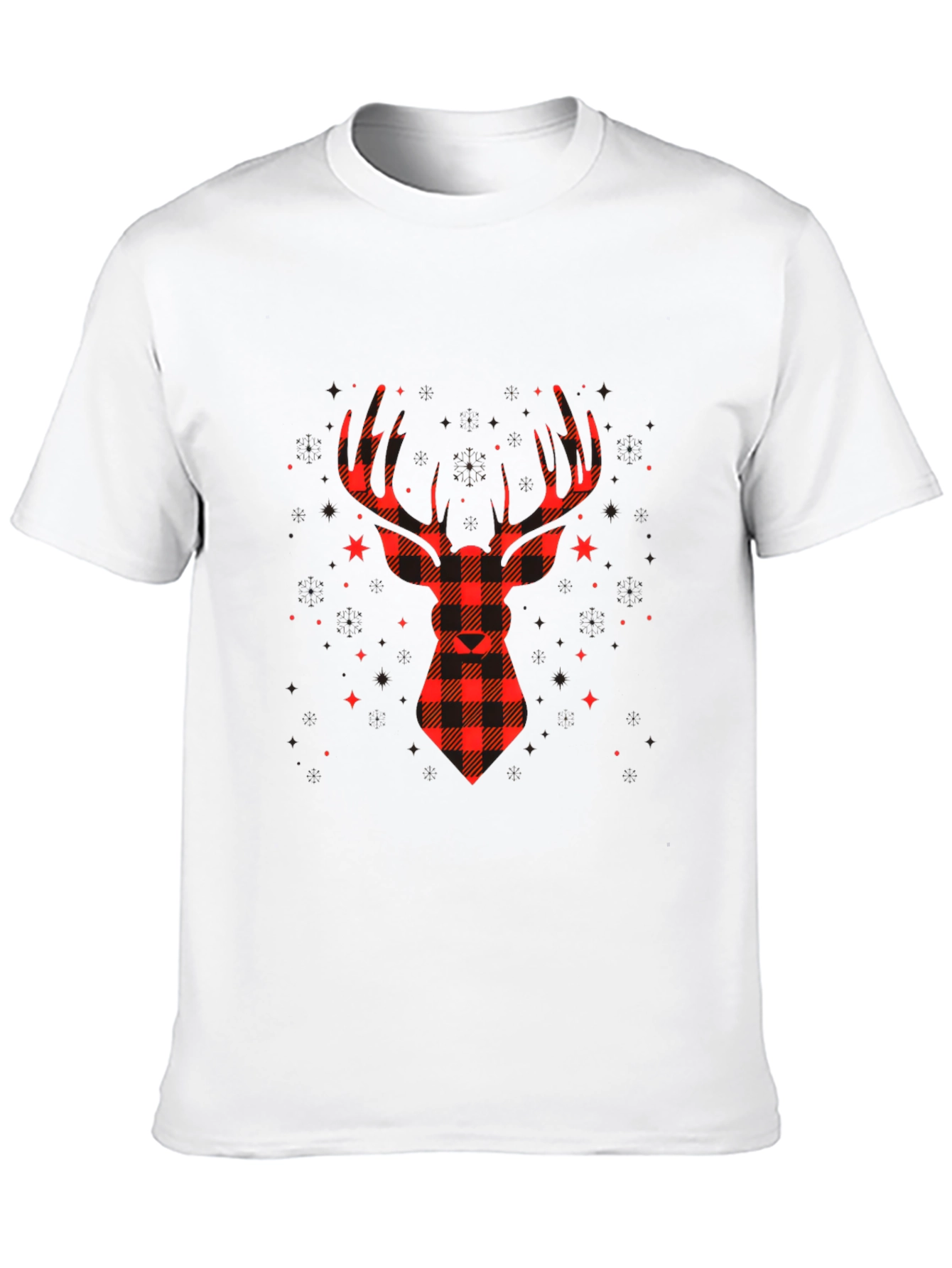 Plaid Reindeer Graphic Tee - Classic Holiday Style