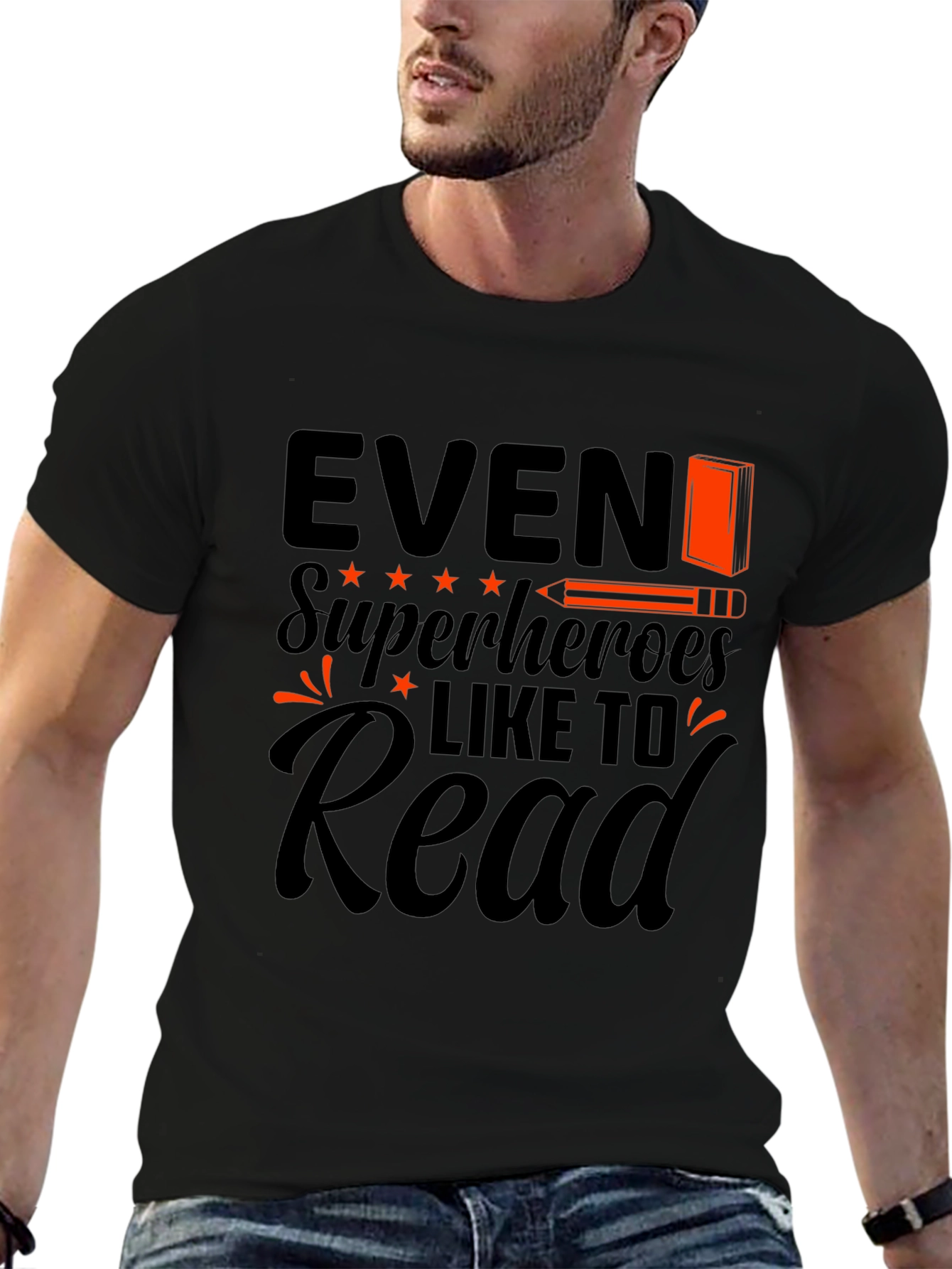 Even Superheroes Like to Read Black T-Shirt