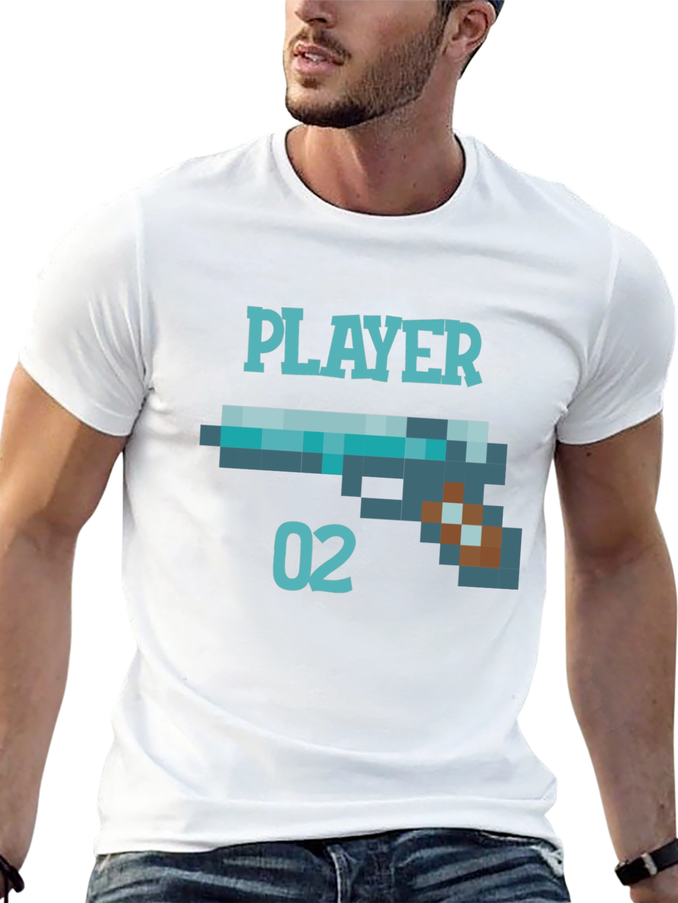 Player 02 Pixel Art Graphic Tee - Black