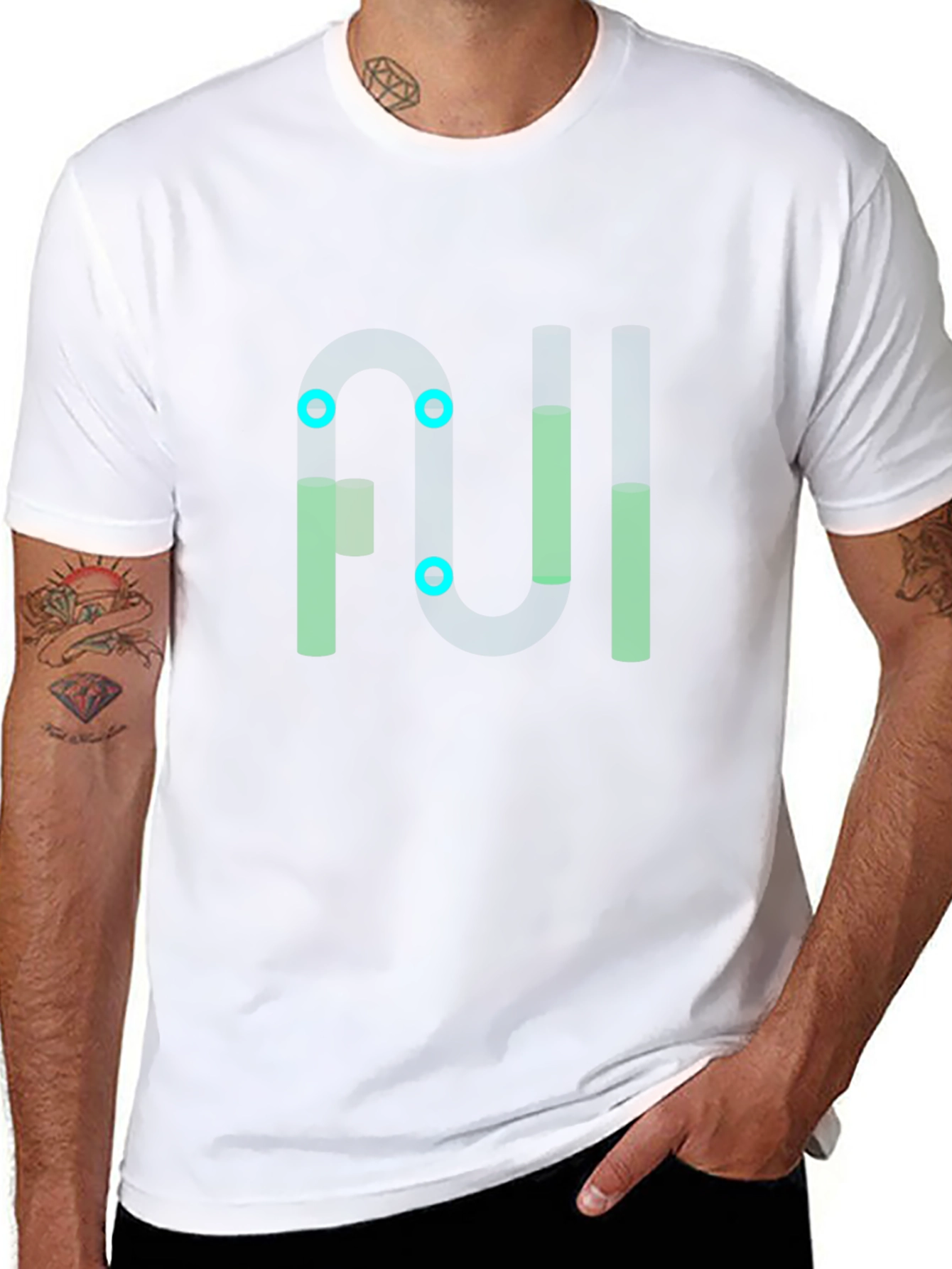 Abstract Geometric Graphic Black Tee