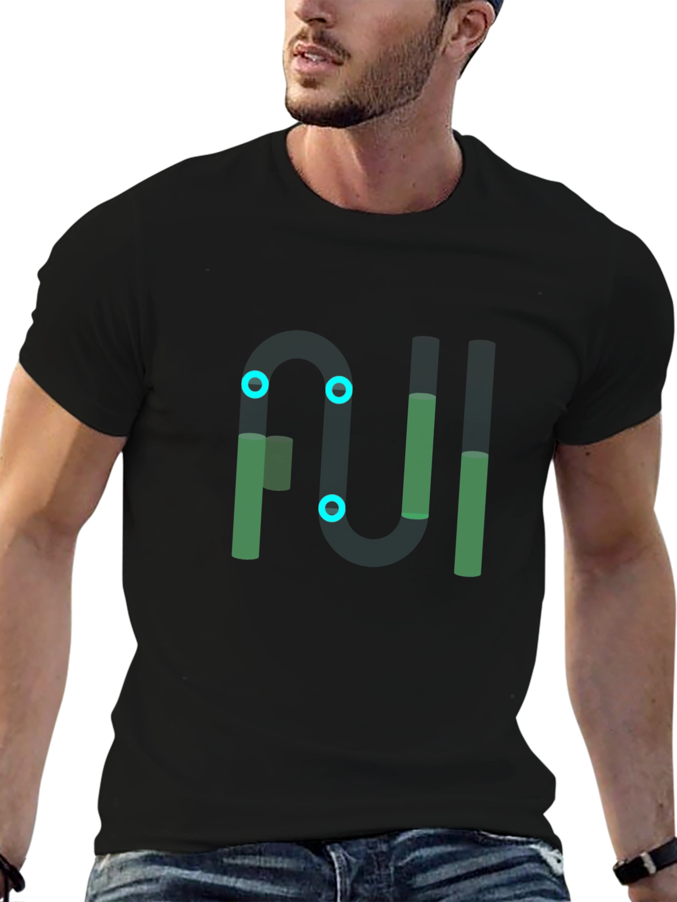 Abstract Geometric Graphic Black Tee