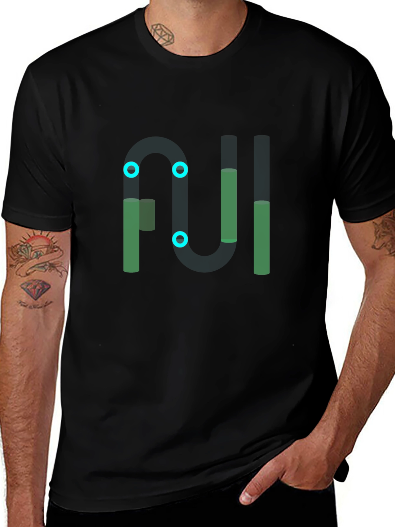 Abstract Geometric Graphic Black Tee