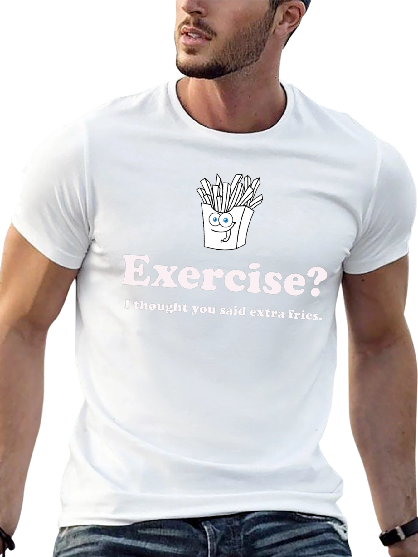 Exercise? Extra Fries Graphic T-Shirt