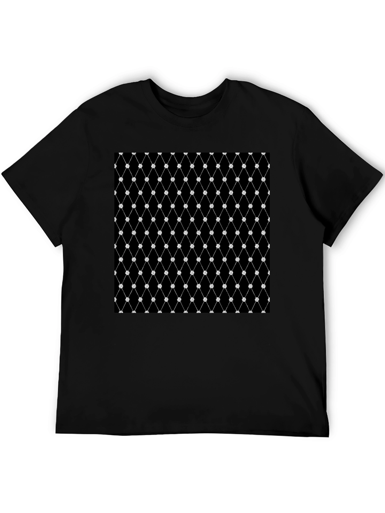 Diamond Net Pattern Black T-Shirt
