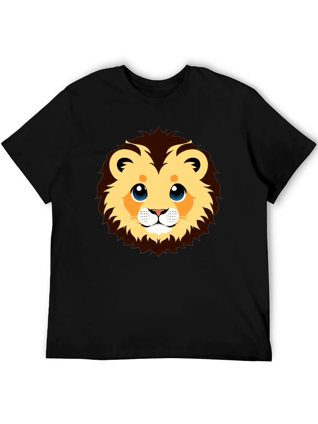 Cute Lion Graphic Black T-Shirt