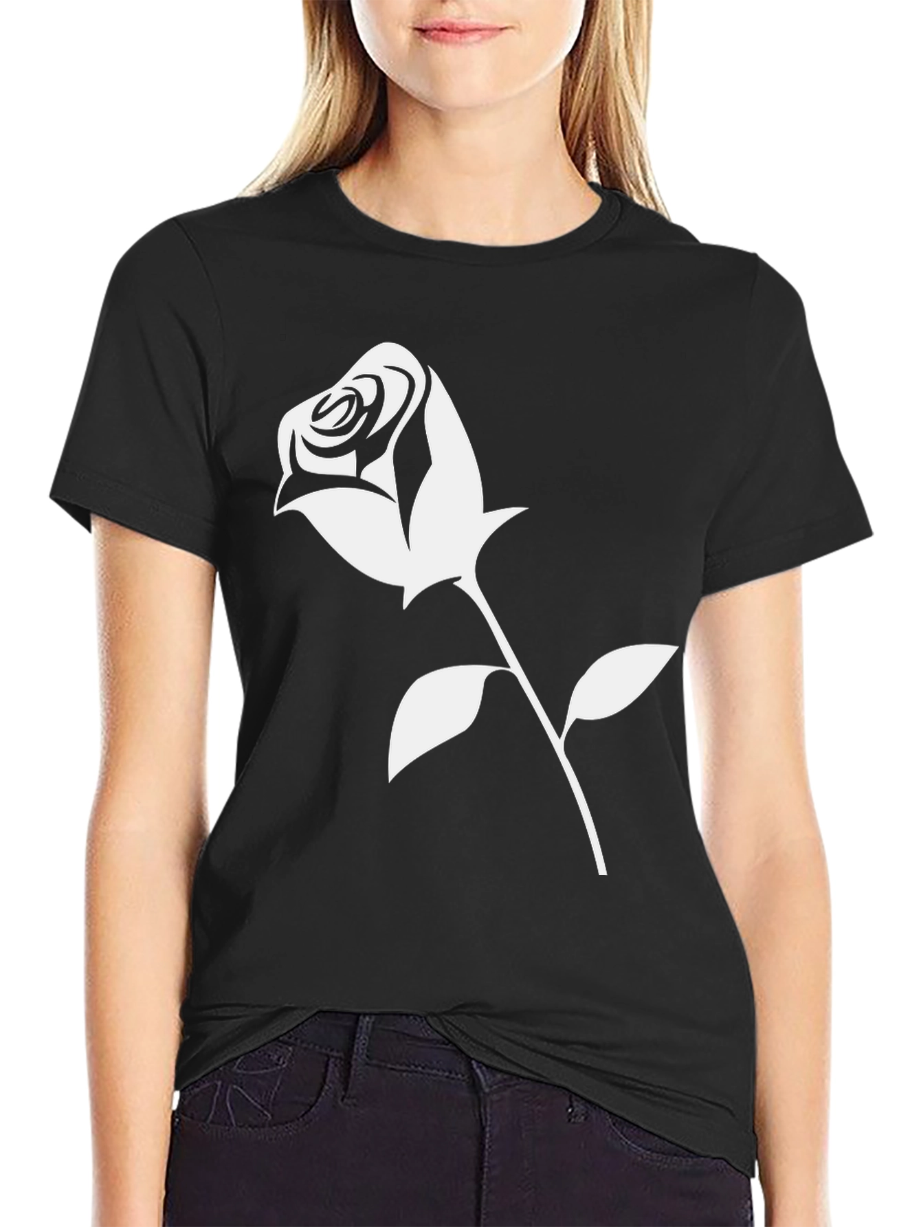Rose Graphic Black T-Shirt - Stylish Casual Wear