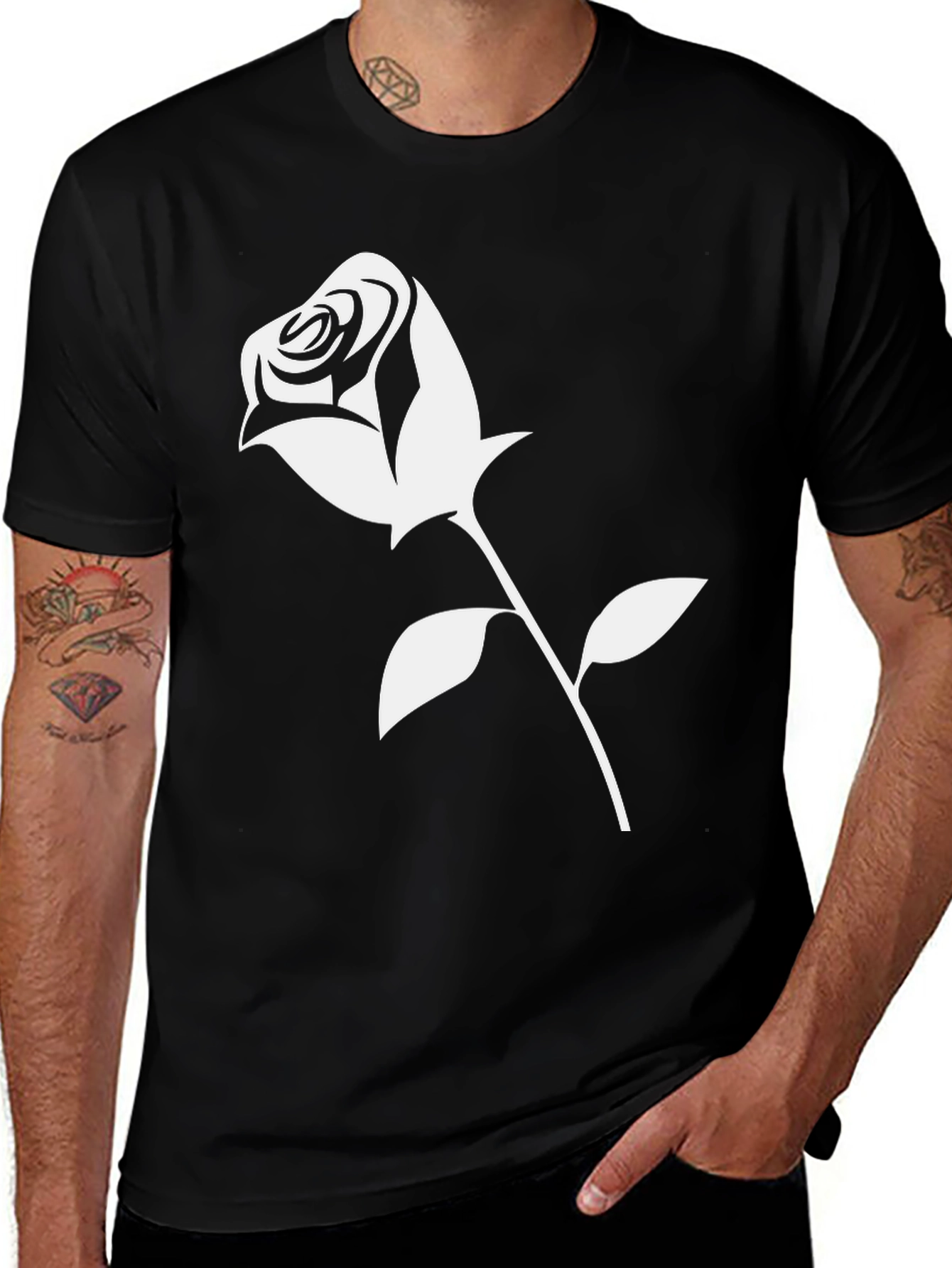 Rose Graphic Black T-Shirt - Stylish Casual Wear