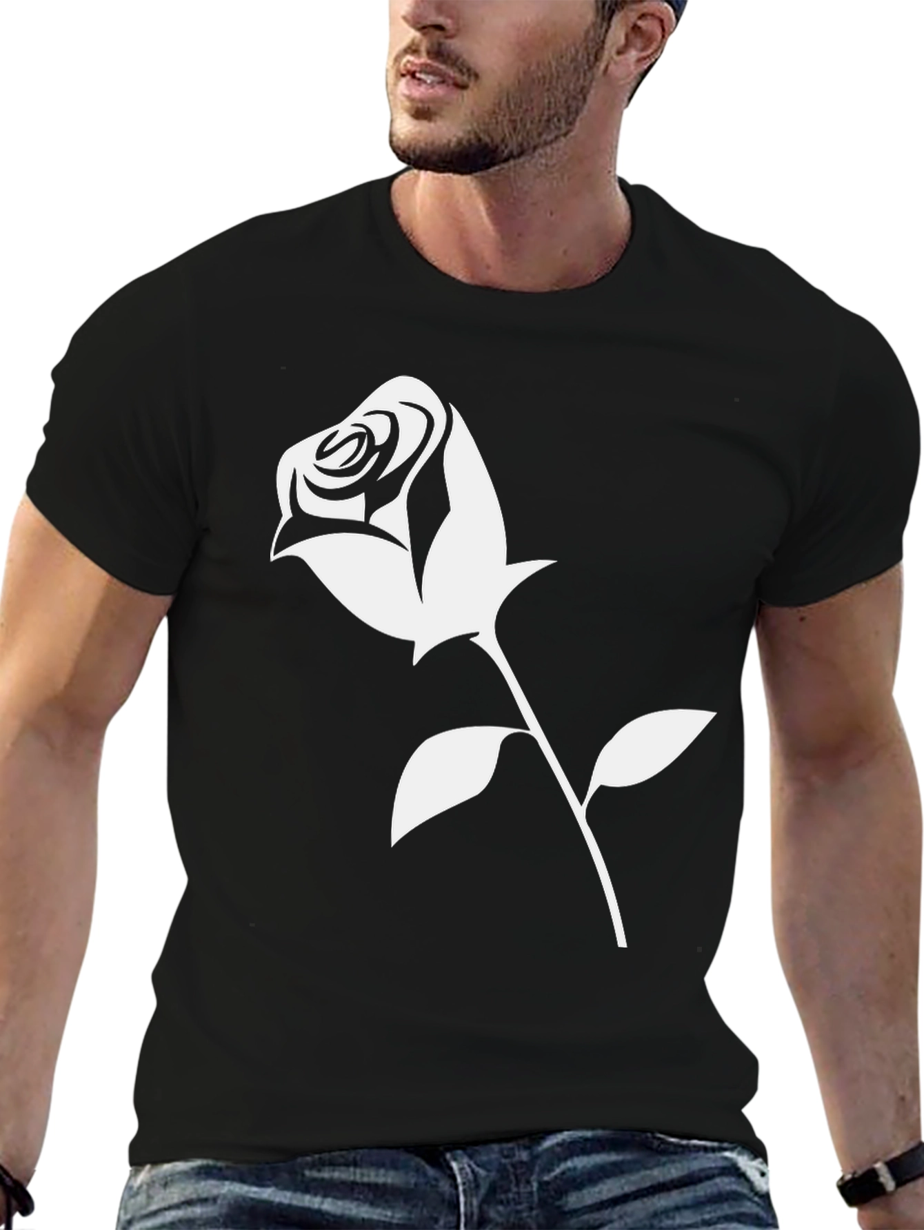 Rose Graphic Black T-Shirt - Stylish Casual Wear