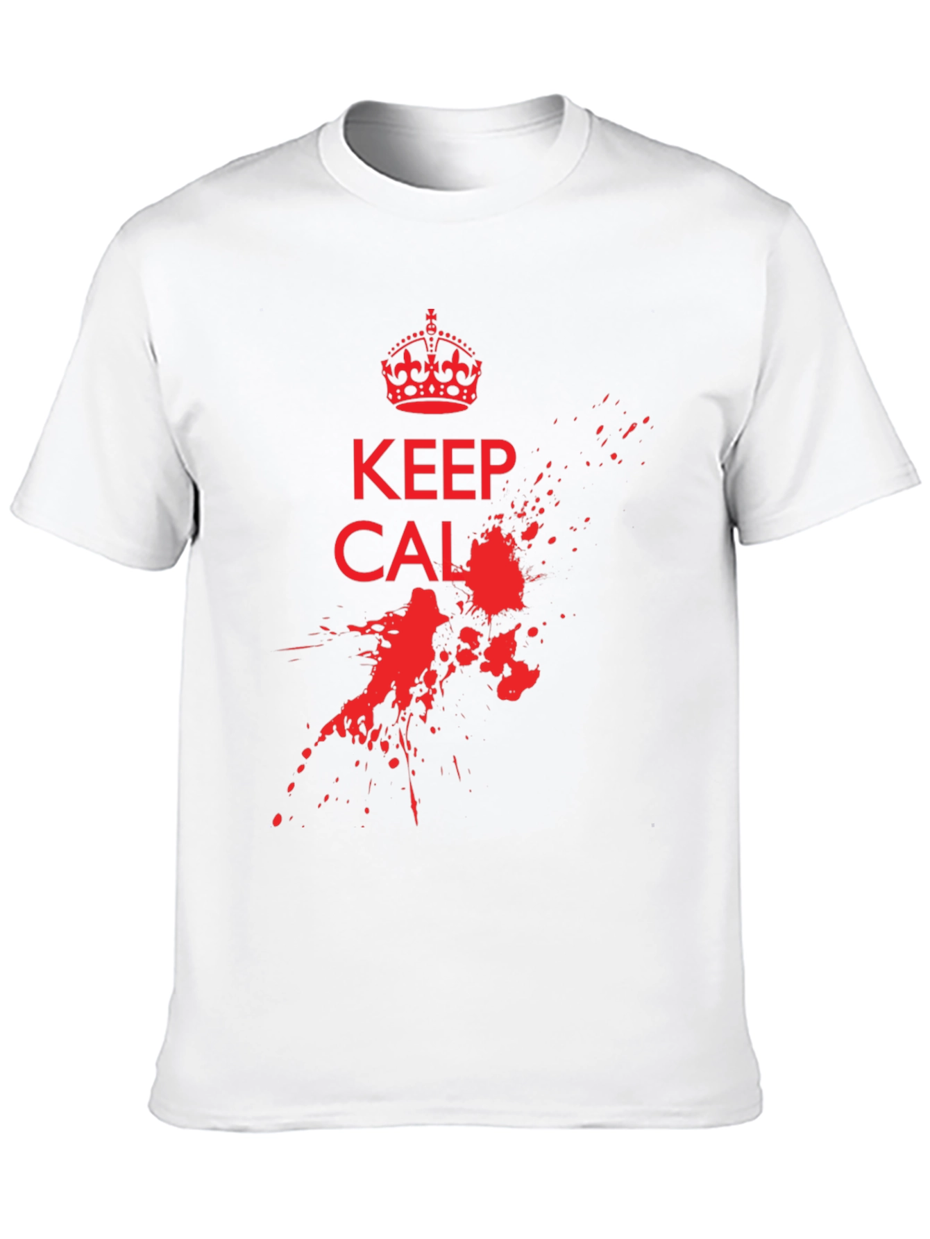 Keep Calm Black T-Shirt with Red Graphic Print