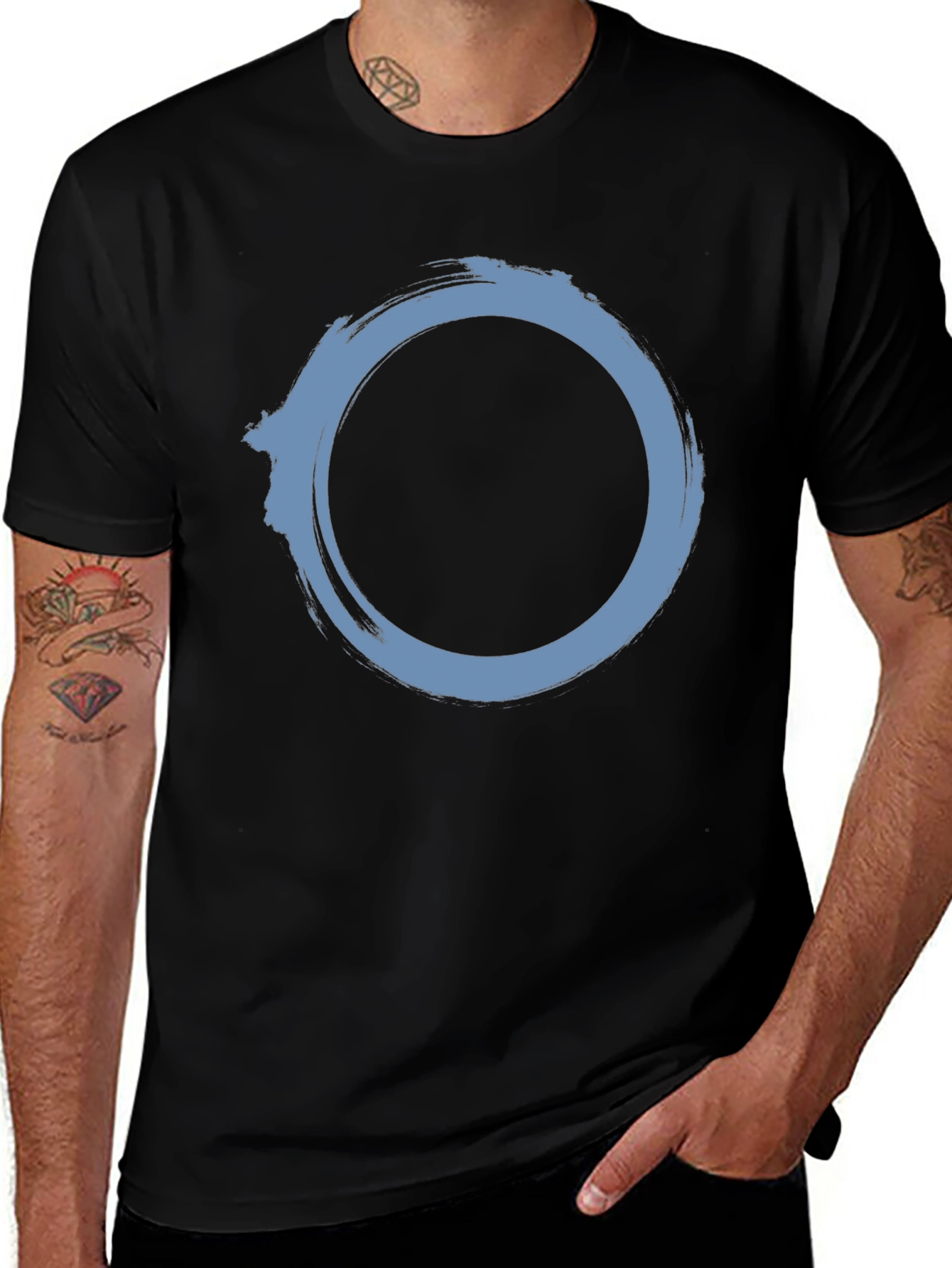 Zen Circle Graphic T-Shirt - Black Cotton Tee