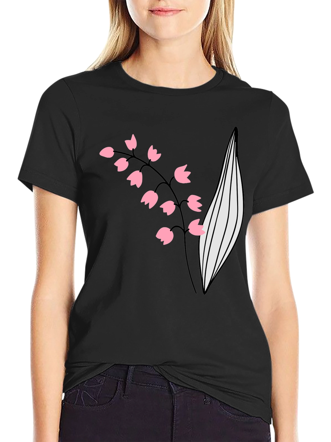 Lily of the Valley Graphic Tee - Black