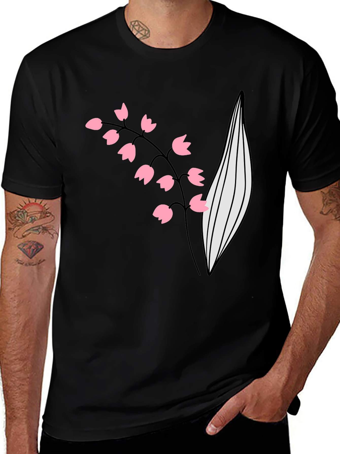 Lily of the Valley Graphic Tee - Black