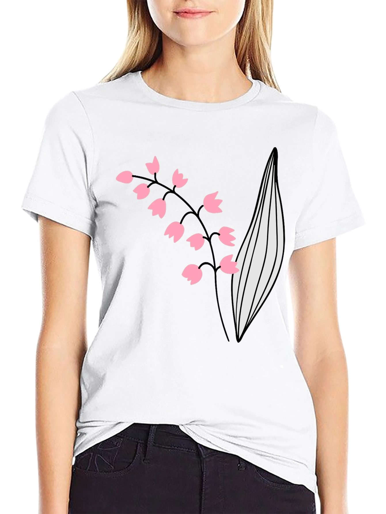 Lily of the Valley Graphic Tee - Black