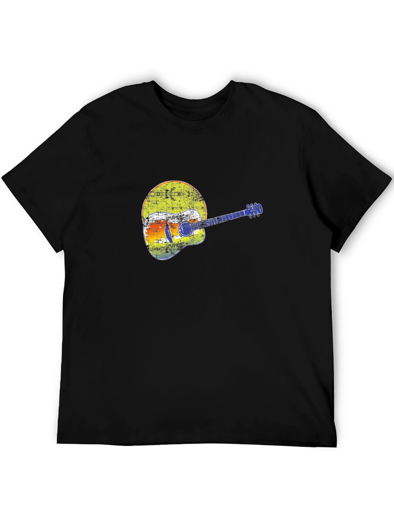 Retro Guitar Graphic T-Shirt - Black