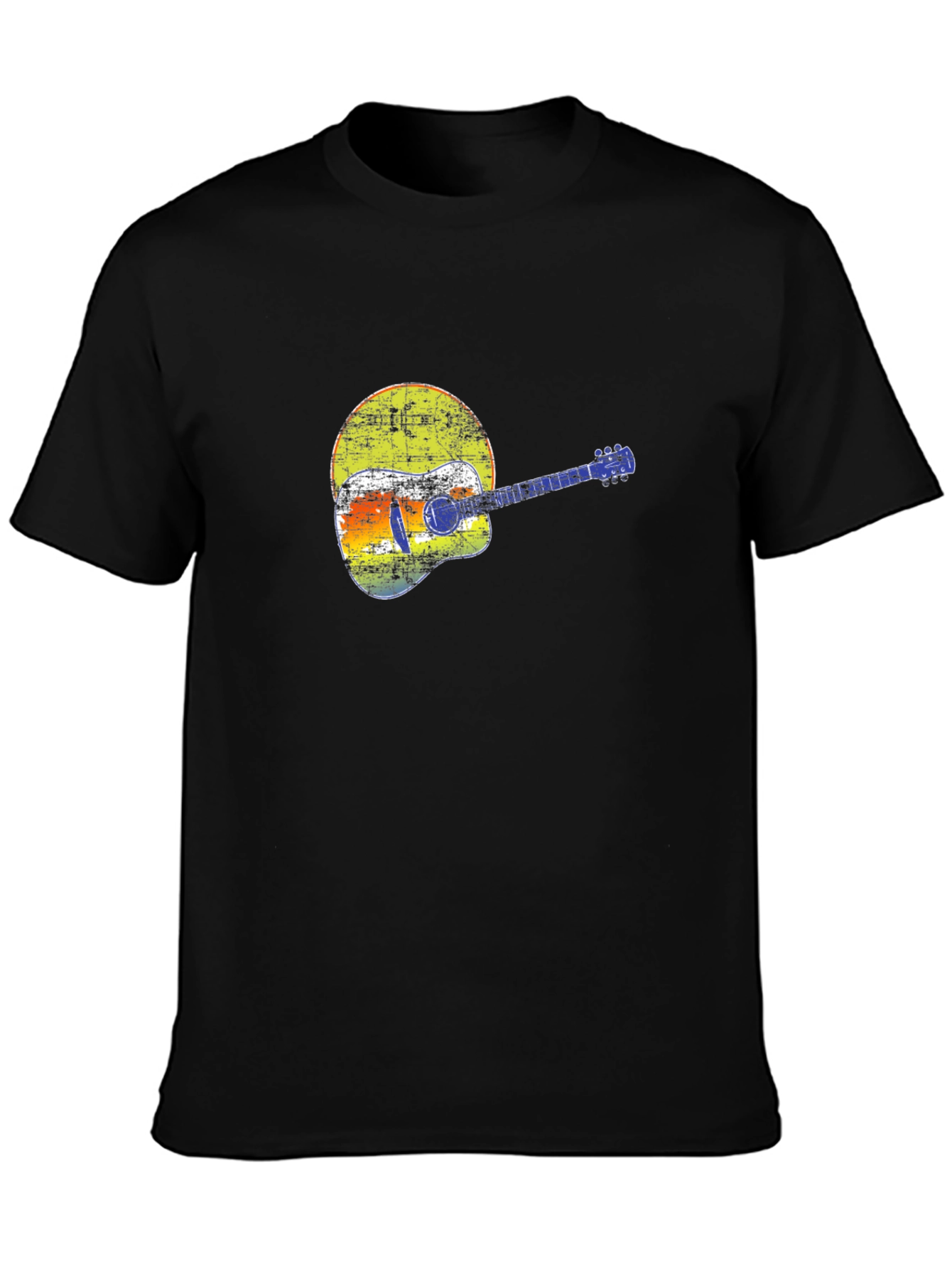 Retro Guitar Graphic T-Shirt - Black
