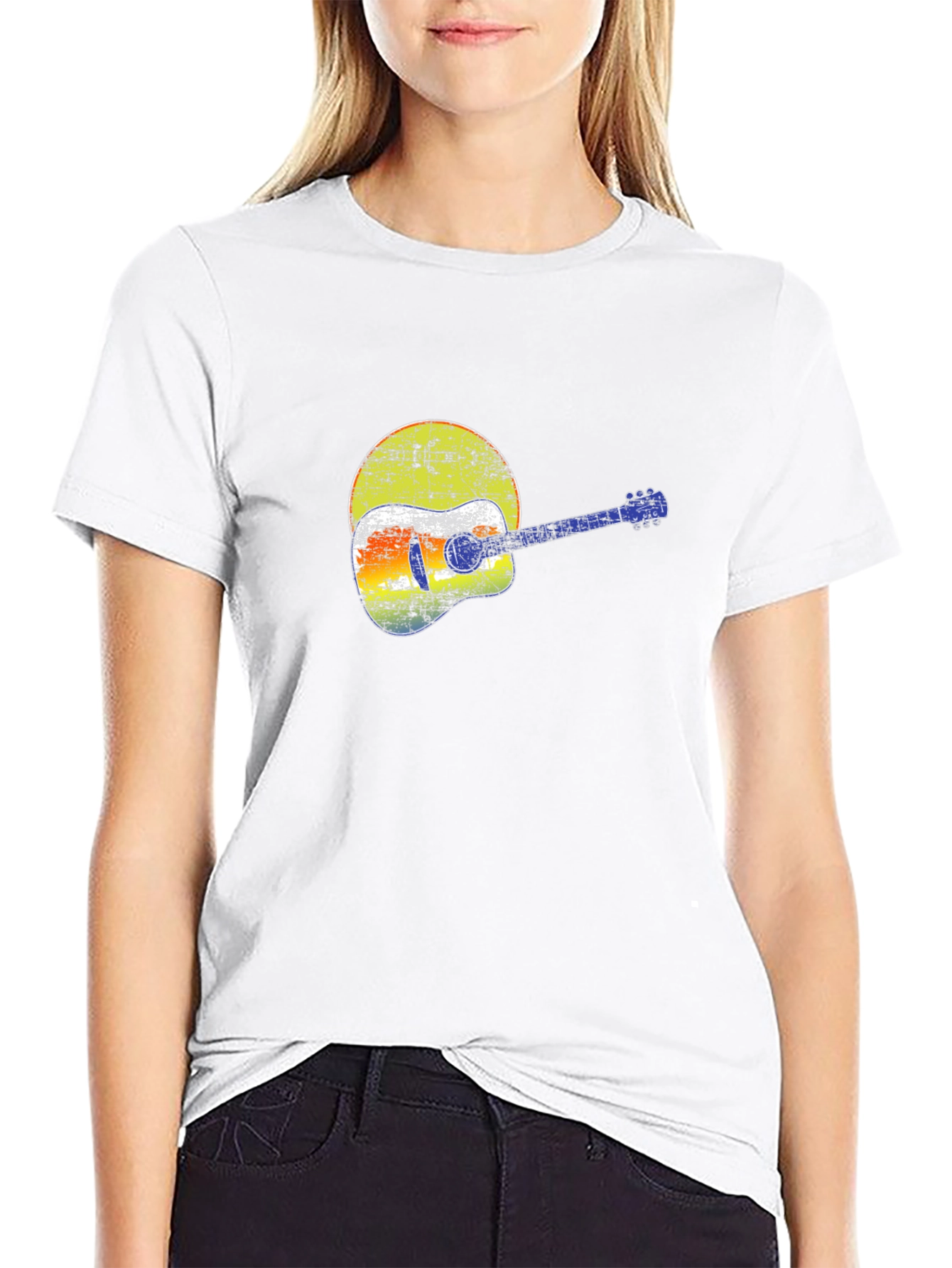 Retro Guitar Graphic T-Shirt - Black