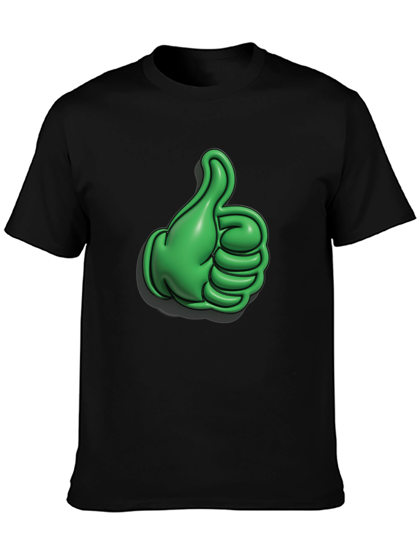 Green Thumbs Up Graphic Black T-Shirt
