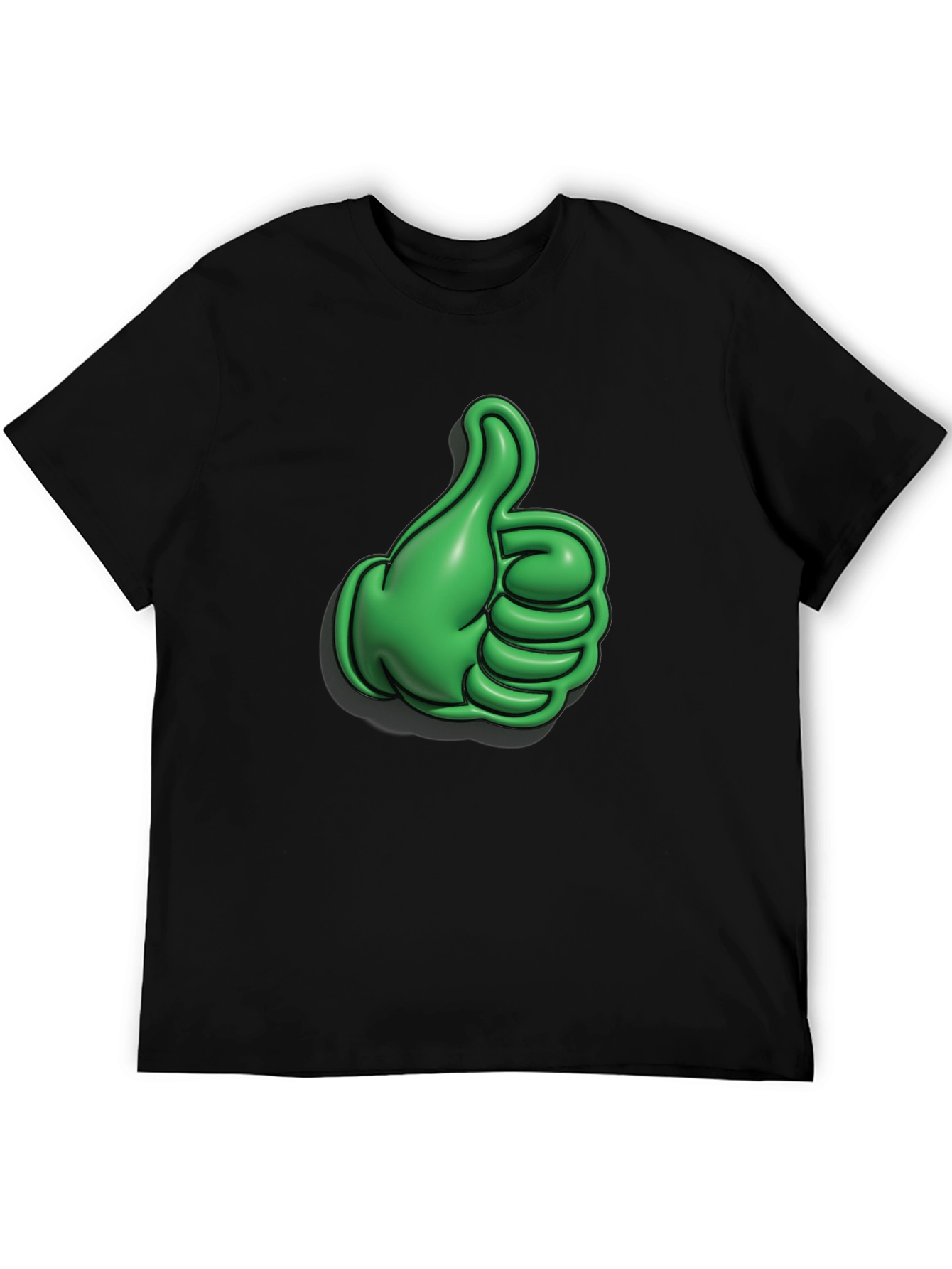 Green Thumbs Up Graphic Black T-Shirt