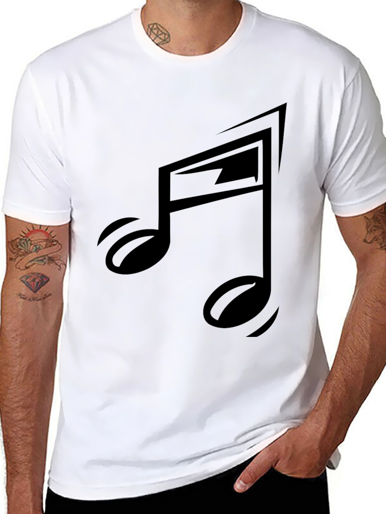 Black Musical Note Graphic Tee - Stylish & Modern