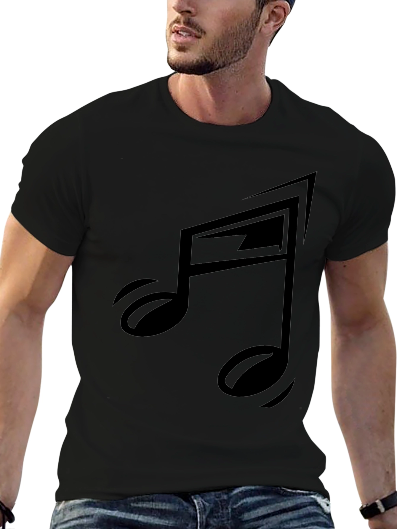 Black Musical Note Graphic Tee - Stylish & Modern