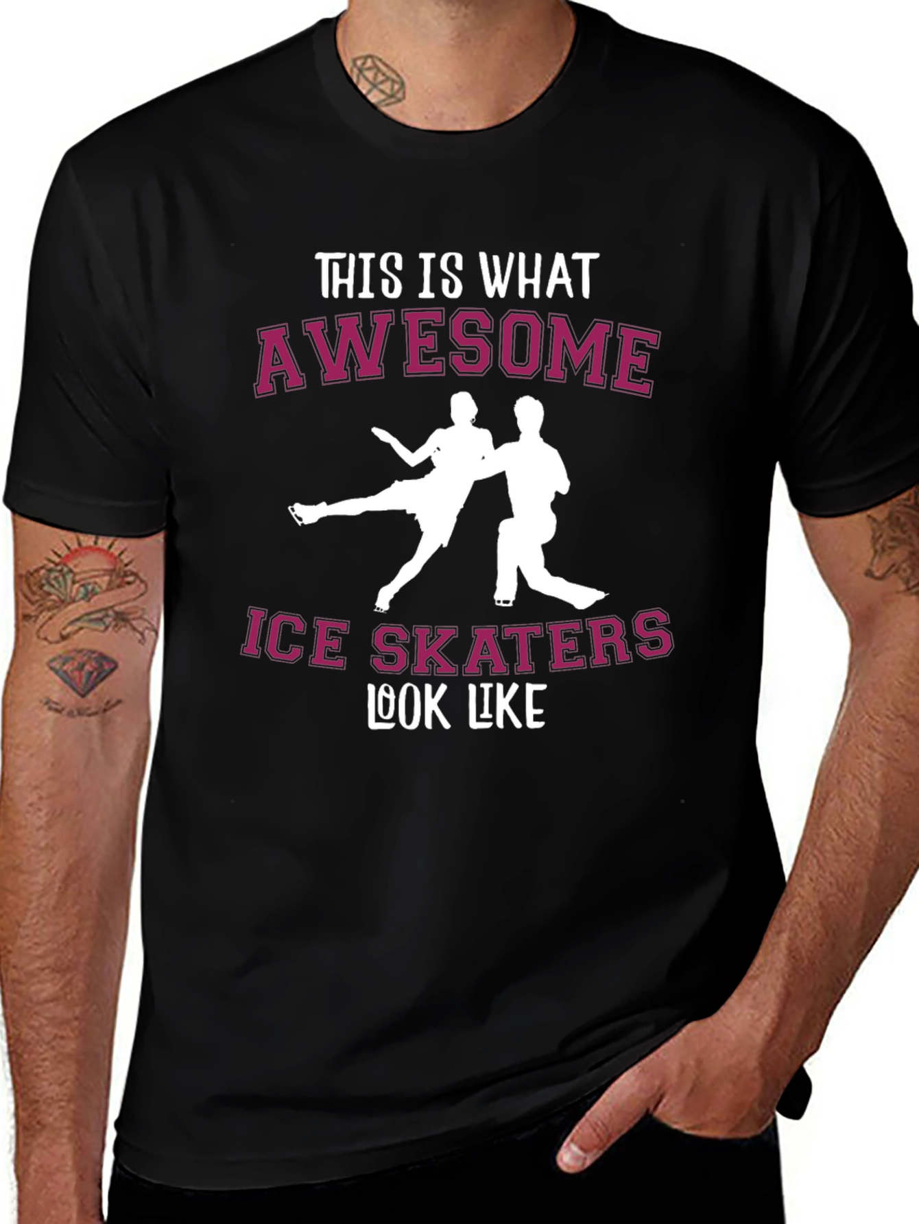 Awesome Ice Skaters Graphic Tee - Black Cotton T-Shirt