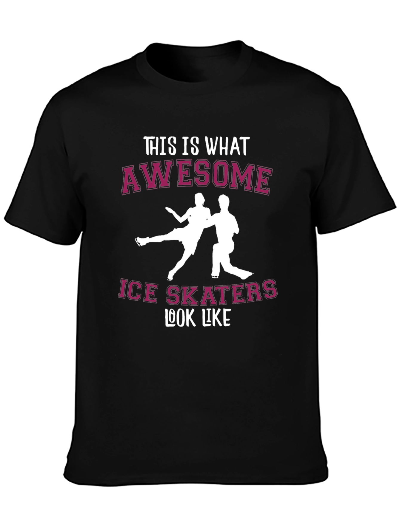 Awesome Ice Skaters Graphic Tee - Black Cotton T-Shirt