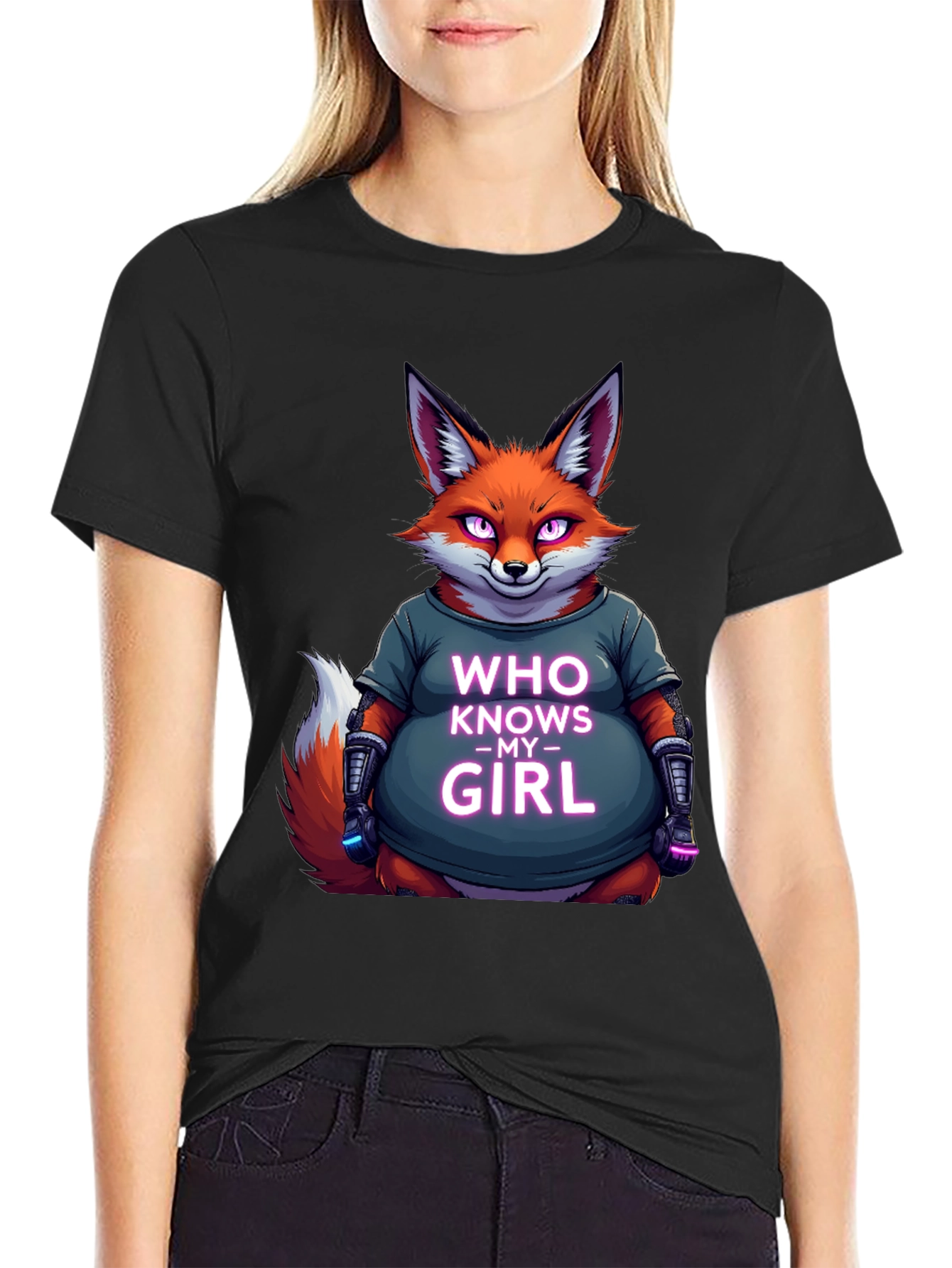 Fox Graphic T-Shirt - Who Knows My Girl Design