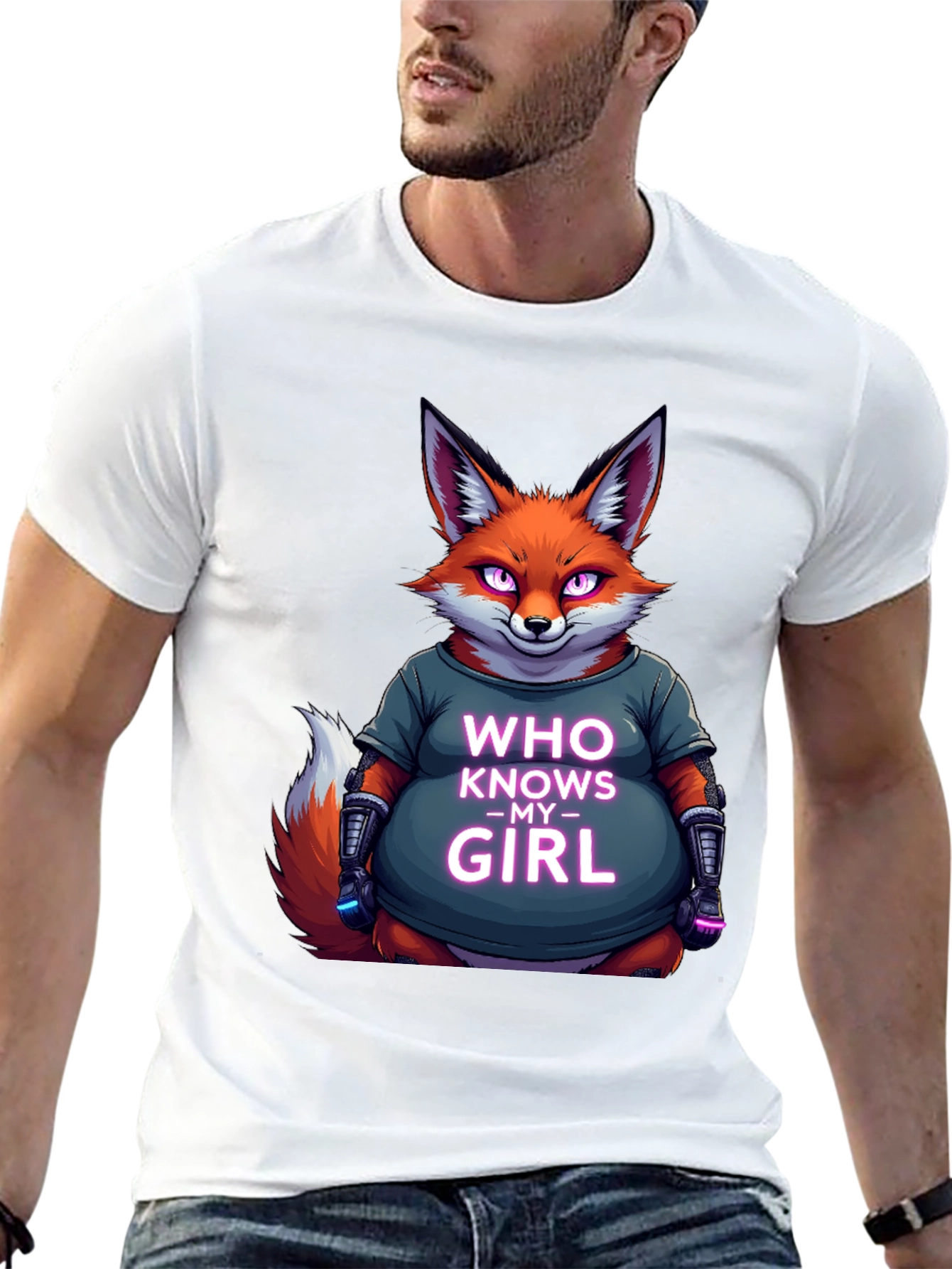 Fox Graphic T-Shirt - Who Knows My Girl Design