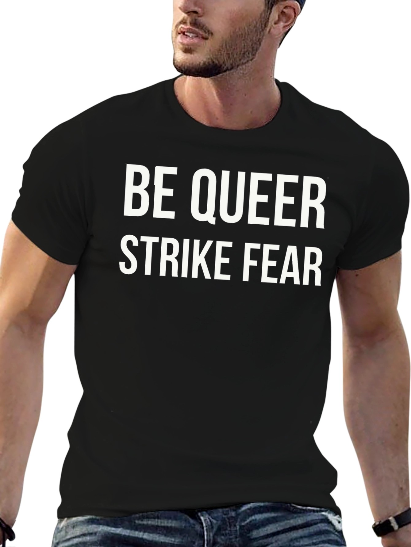 Be Queer Strike Fear T-Shirt Bold LGBTQ+ Pride Tee