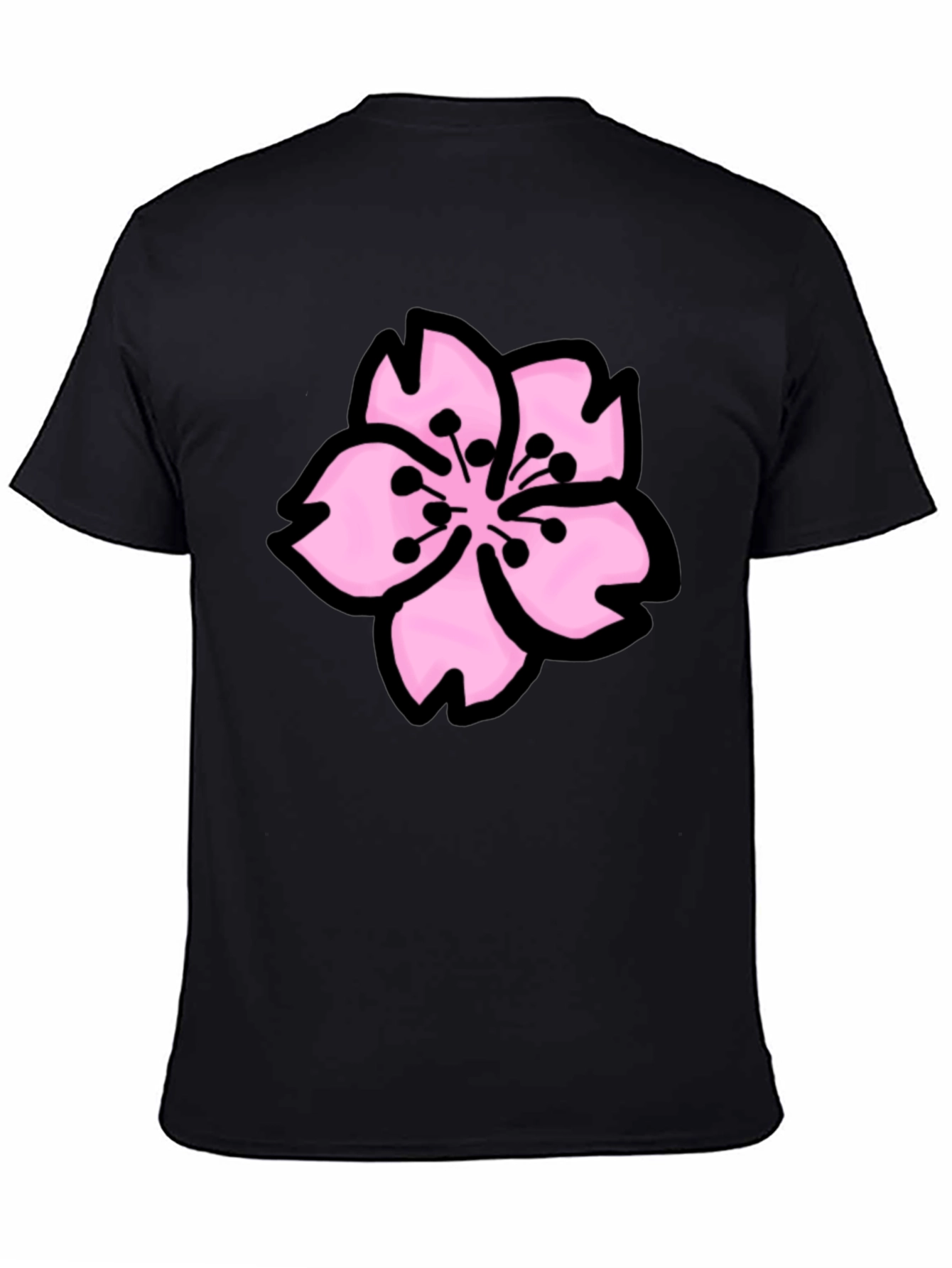Sakura Graphic Tee - Black Cotton T-Shirt