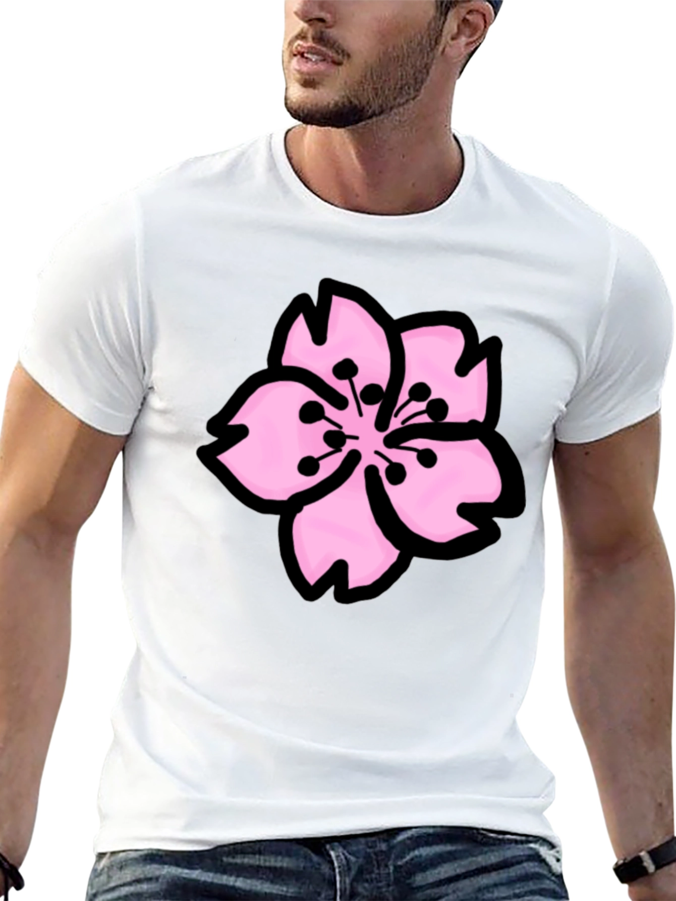 Sakura Graphic Tee - Black Cotton T-Shirt