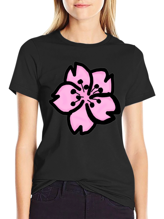 Sakura Graphic Tee - Black Cotton T-Shirt