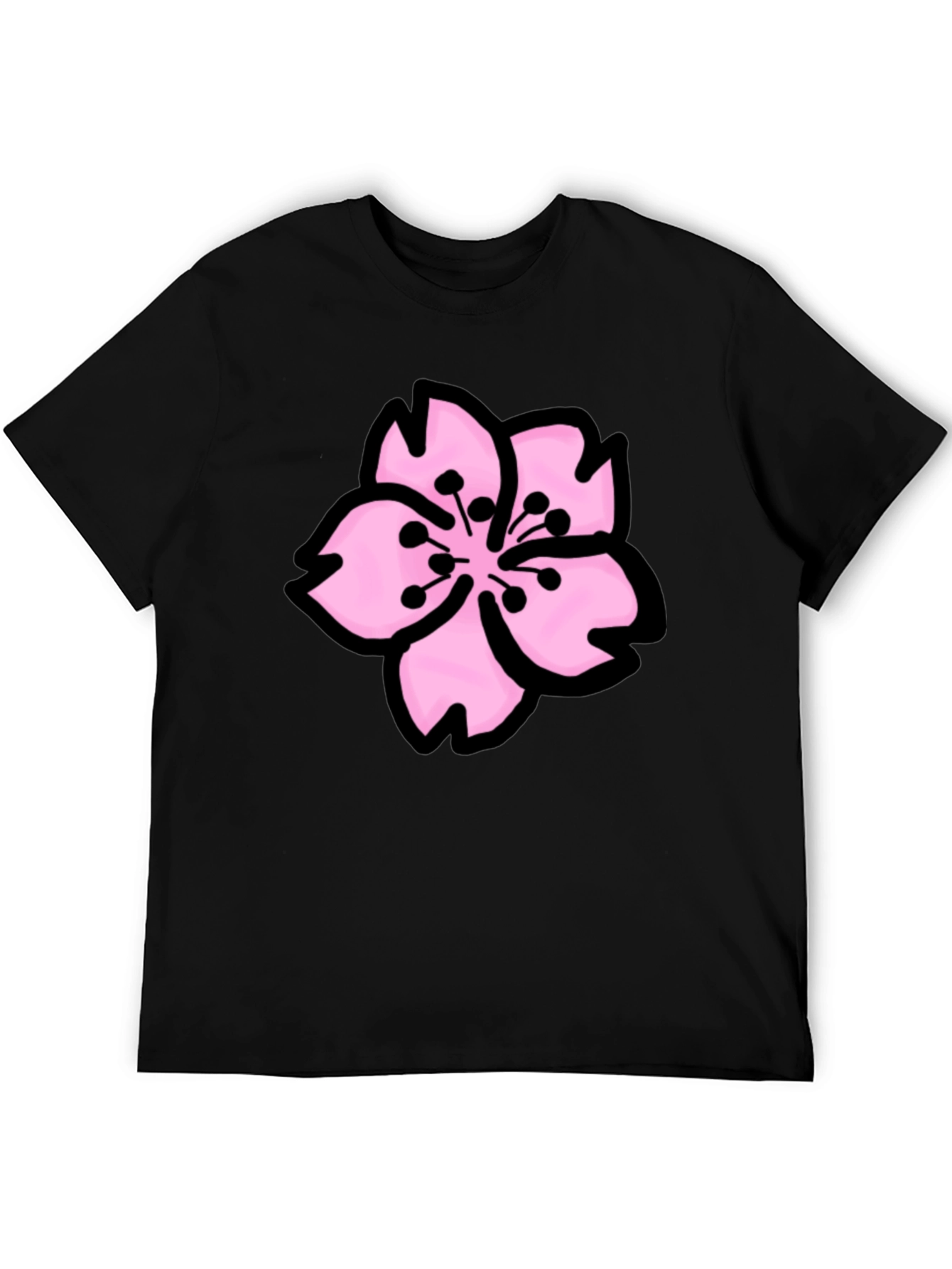 Sakura Graphic Tee - Black Cotton T-Shirt
