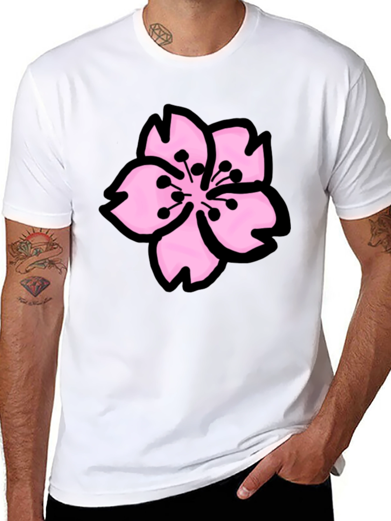 Sakura Graphic Tee - Black Cotton T-Shirt