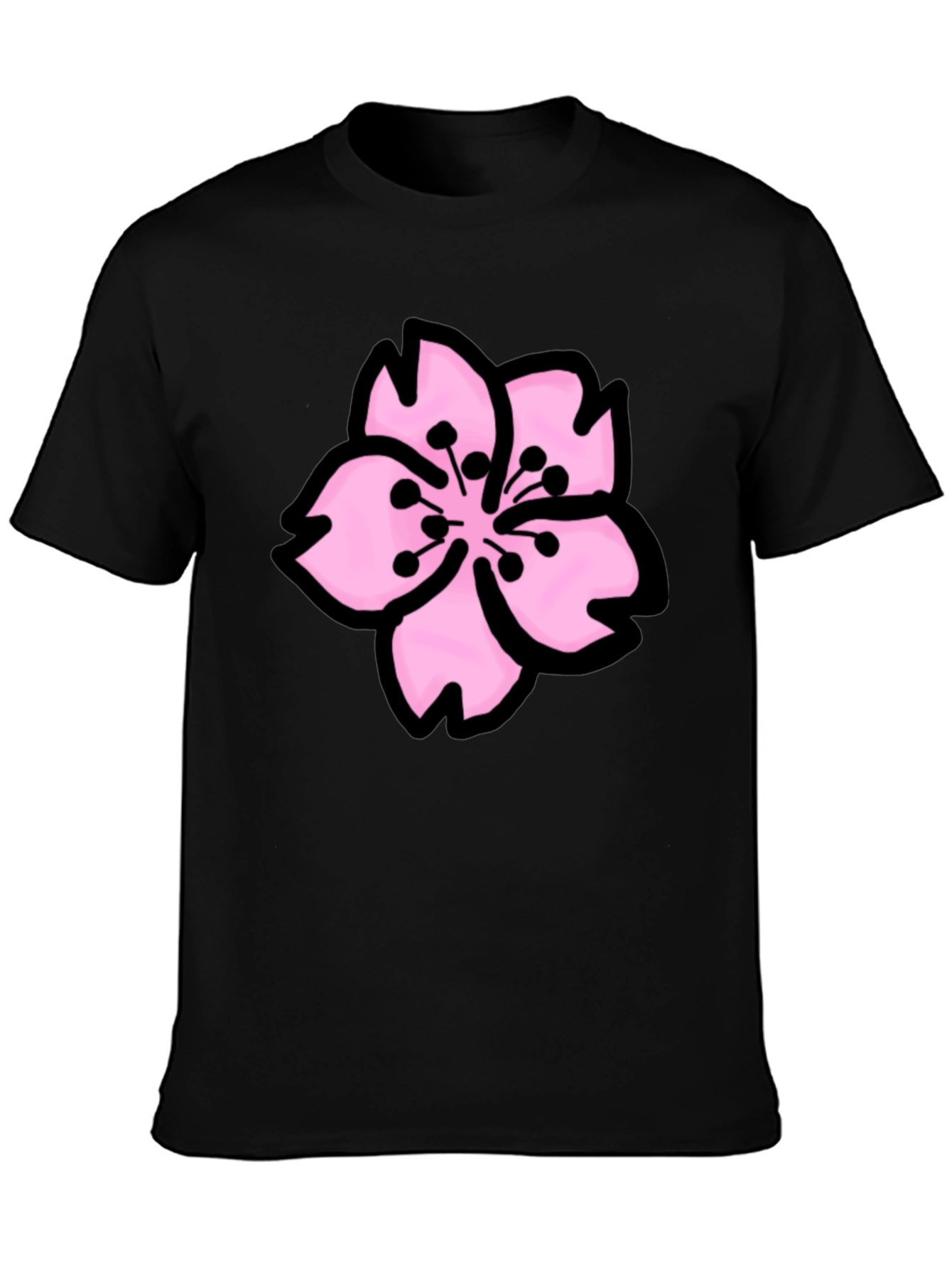 Sakura Graphic Tee - Black Cotton T-Shirt