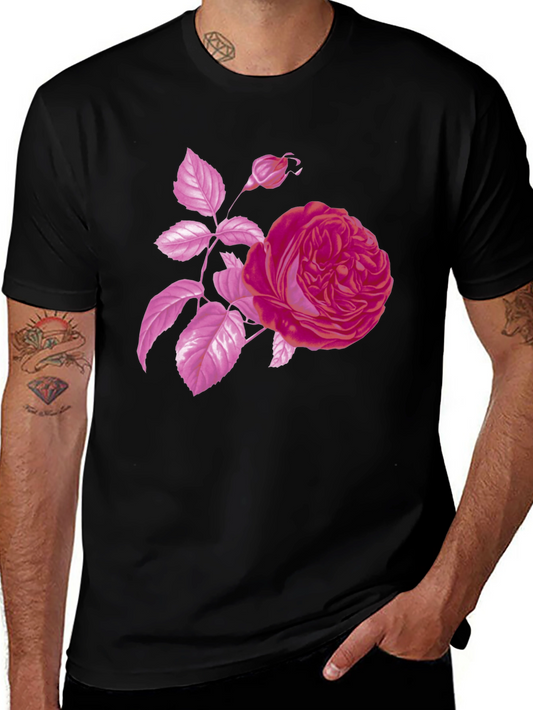 Rose Graphic Black T-Shirt - Stylish Floral Design