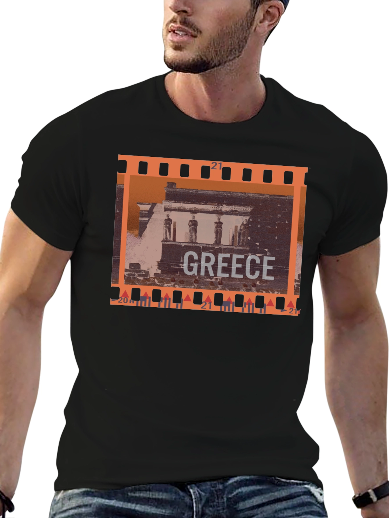 Greece Travel T-Shirt - Black Graphic Tee