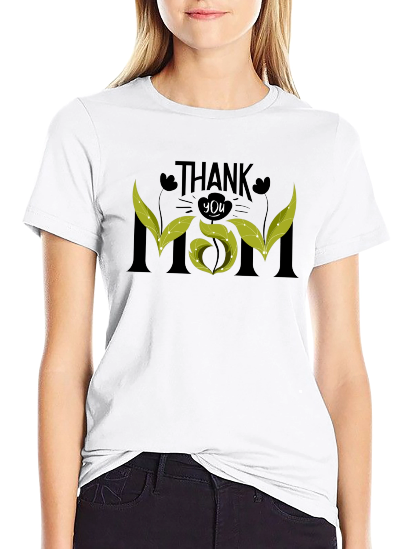 Thank You Mom Black Graphic Tee