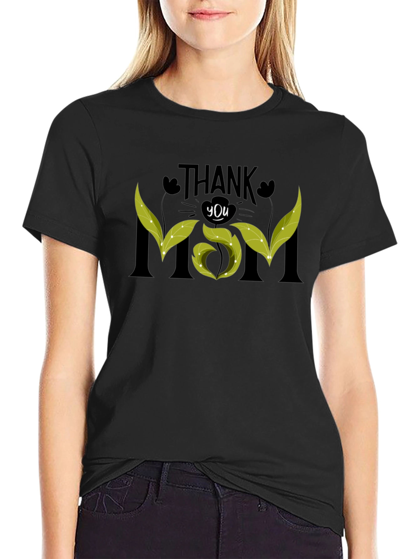 Thank You Mom Black Graphic Tee