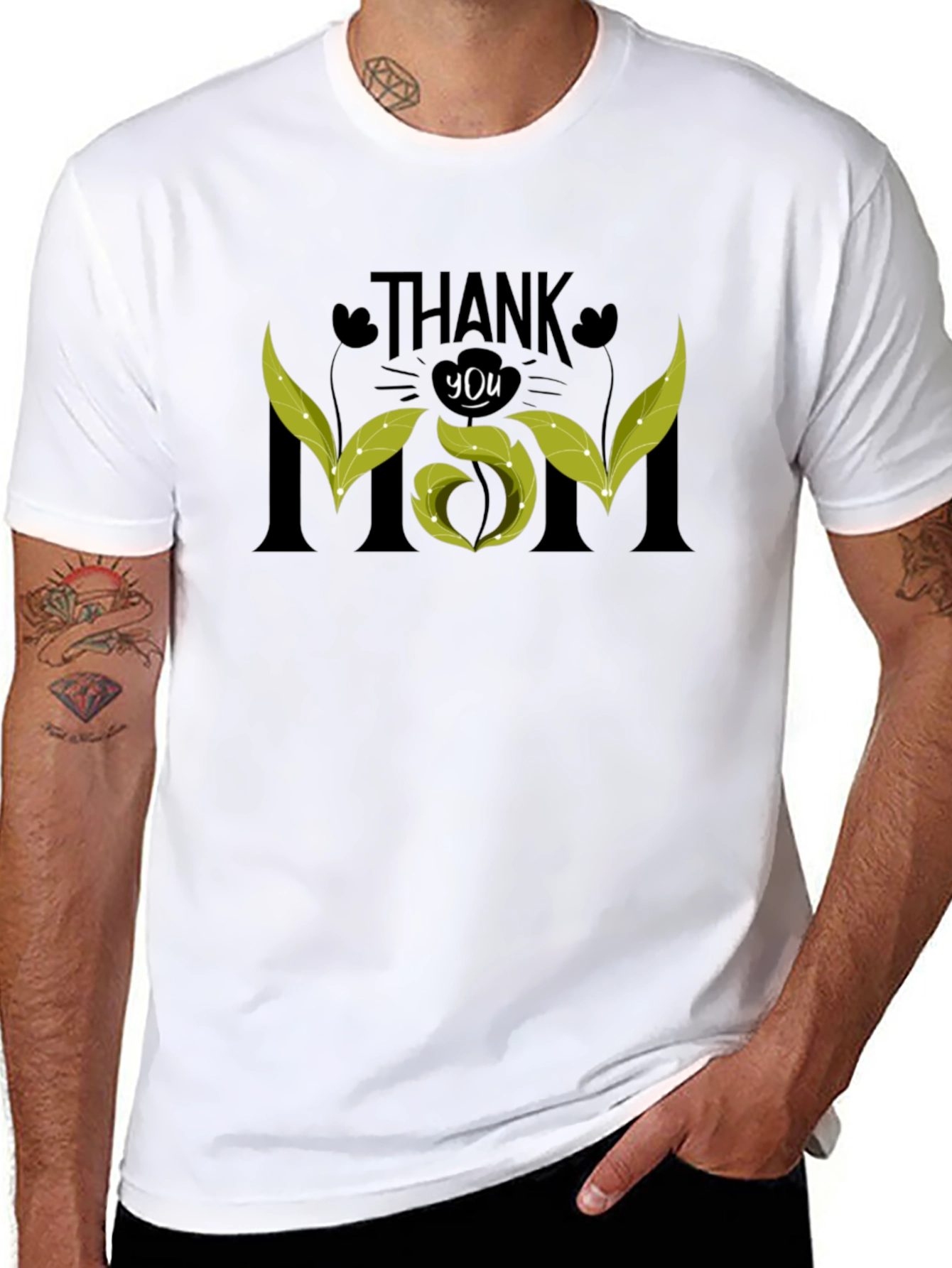 Thank You Mom Black Graphic Tee