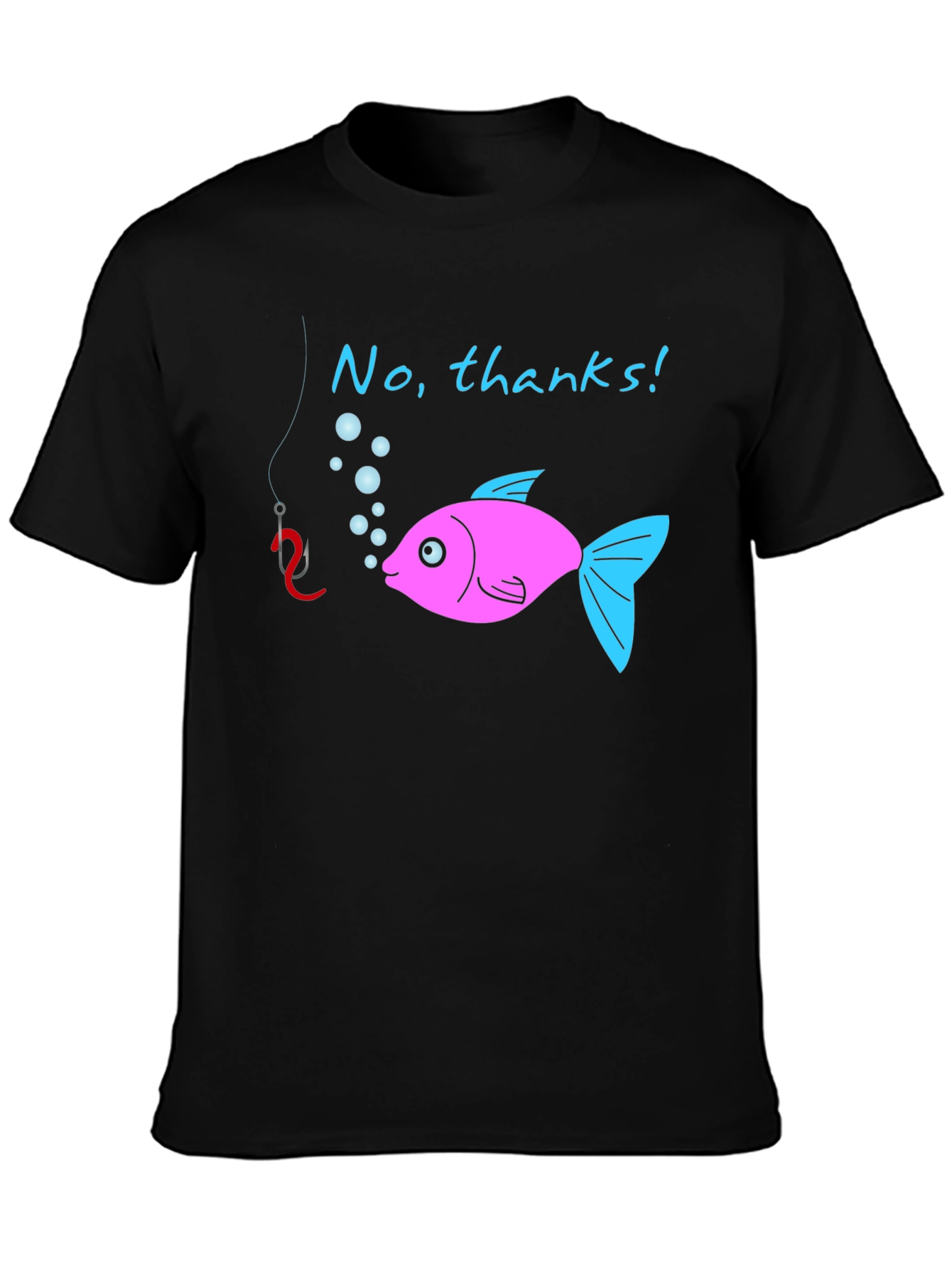 Funny No Thanks! Fish Graphic T-Shirt