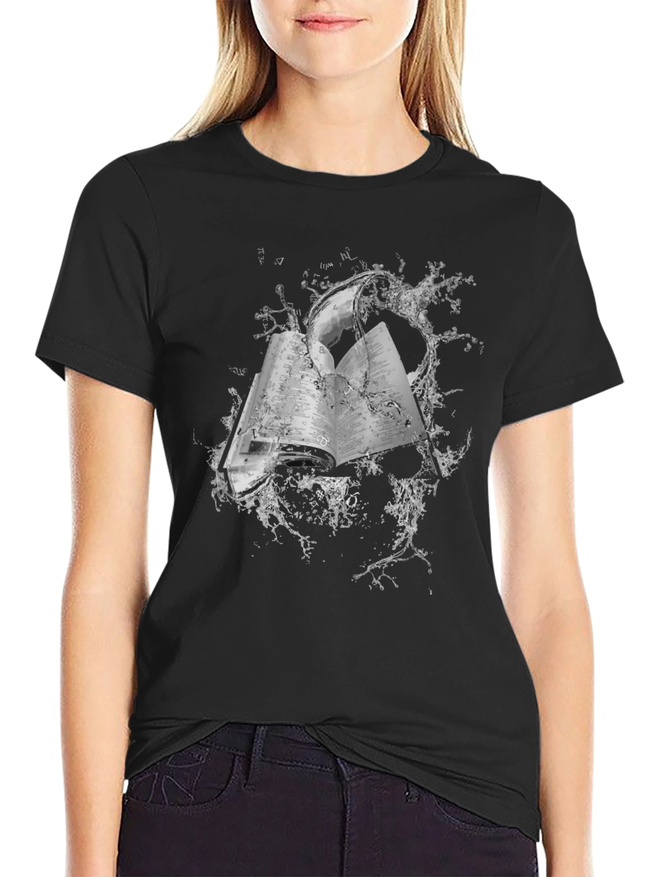 Mystic Tome Tee - Book & Water Splash Design